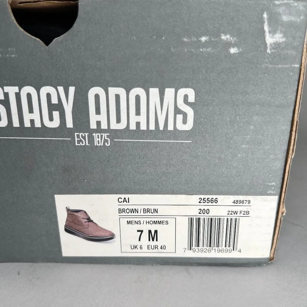 Stacy Adams Cai Chukka Boots Men's Size 7 Brown Leather Plain‎ Toe Casual Shoes